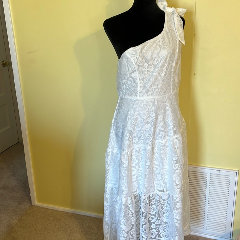 Simplee white Lace Off Shoulder Dress